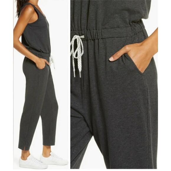 Zella Gwen Sleeveless Knit Jumpsuit in Gray Dark Heather Athleisure XS - Picture 6 of 9